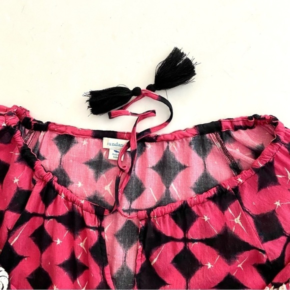 Sundance Hyacinth Cotton Oversized Top Sz Small Batik Boho Peasant Tassel Tie - Picture 8 of 14